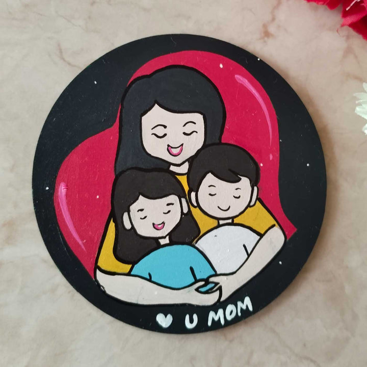 Personalized Round Mom & Kids Theme MDF Wood Fridge Magnet For Mothers