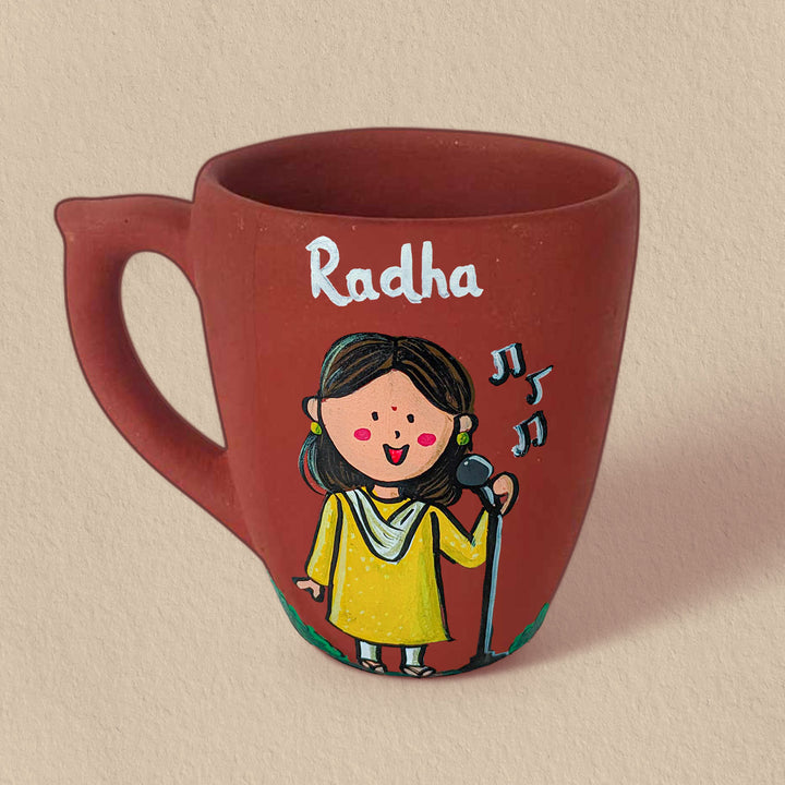 Handpainted Personalised 3D Terracotta Mug with Singer Avatar Illustrations