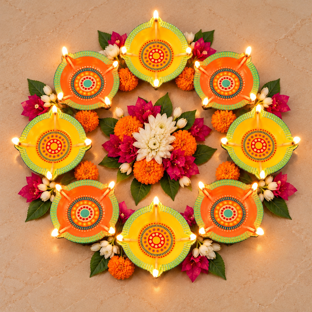 Set of 8 | Handmade Big Star Clay Oil Lamp / Diya