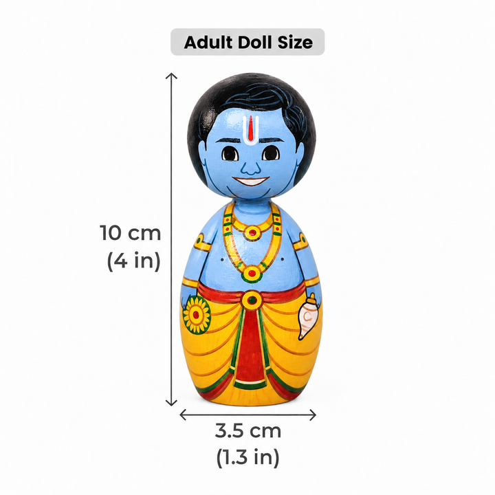 "Vishnu" Themed Wooden Doll For Golu/Festive Decor