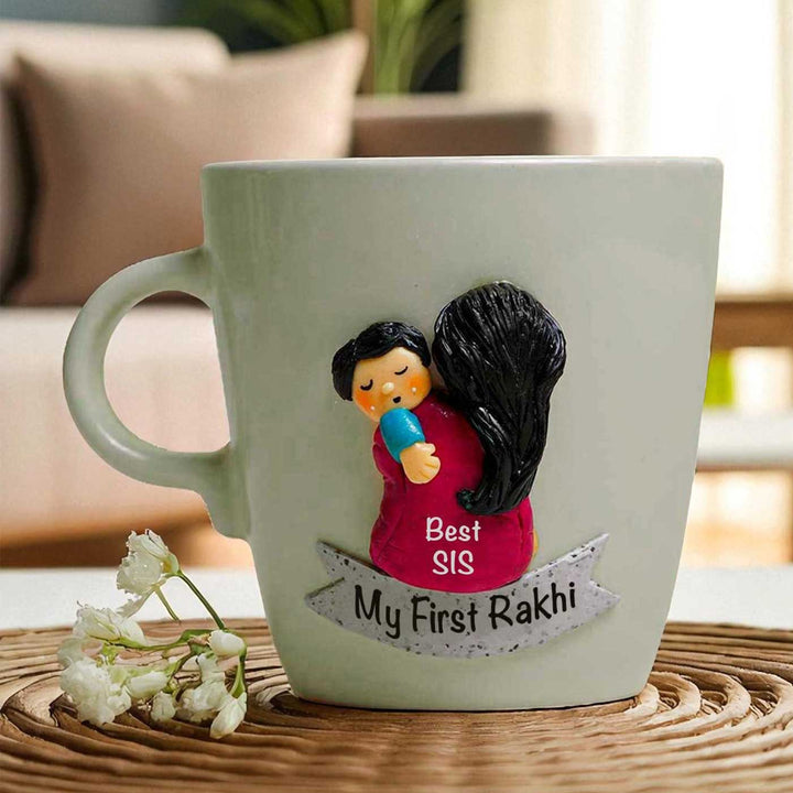 Personalized Hand-Painted Polymer Clay Best Sis Theme Ceramic Mug