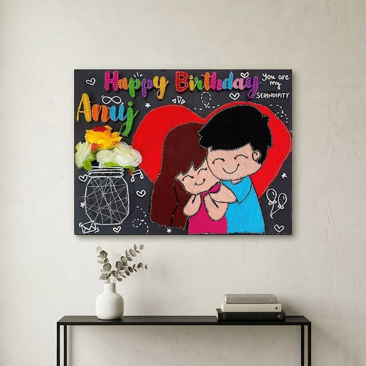 Personalized String Art Birthday Hearts Wooden Name Plate