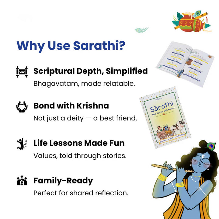 Sarathi | Krishna Activity Book for Kids | Stories, Puzzles & Learning | 7+ Years