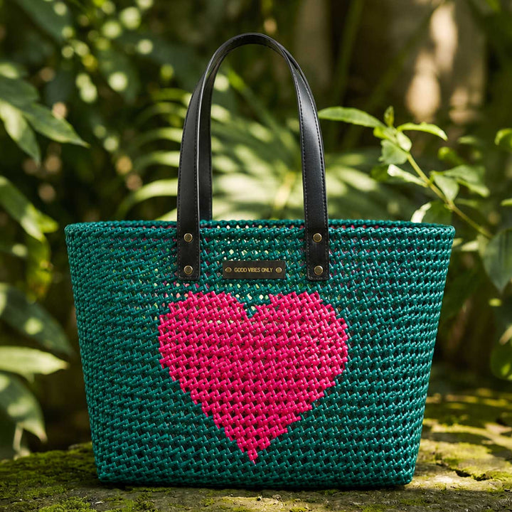 Green Heart Mukhya Knot Handmade Koodai Tote Bag