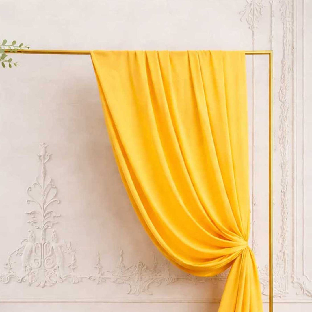 Reusable Ochre Yellow Butter Crepe Backdrop Drape, Ready-to-Hang For Haldi & Pooja Decor