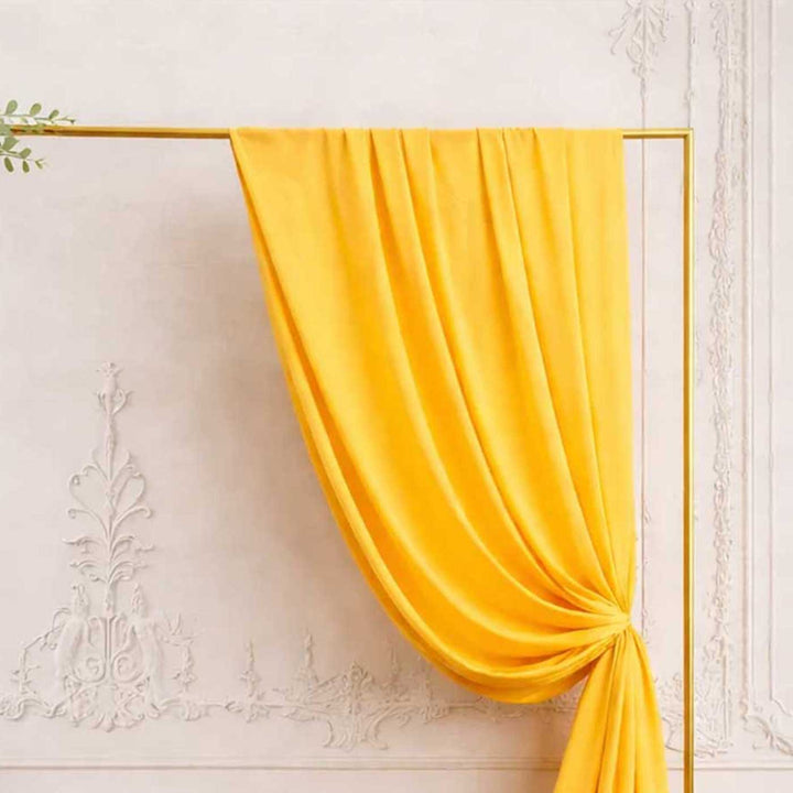Reusable Ochre Yellow Butter Crepe Backdrop Drape, Ready-to-Hang For Haldi & Pooja Decor