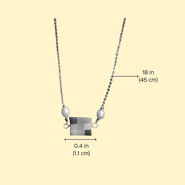 Handmade Polymer Clay Madras Fabric Check Design Pearl Pendant