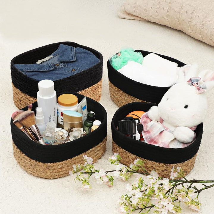 Handmade Coil Basketry Cotton Rope Storage Baskets | Set Of 4