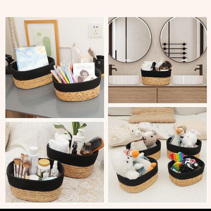 Handmade Coil Basketry Cotton Rope Storage Baskets | Set Of 4