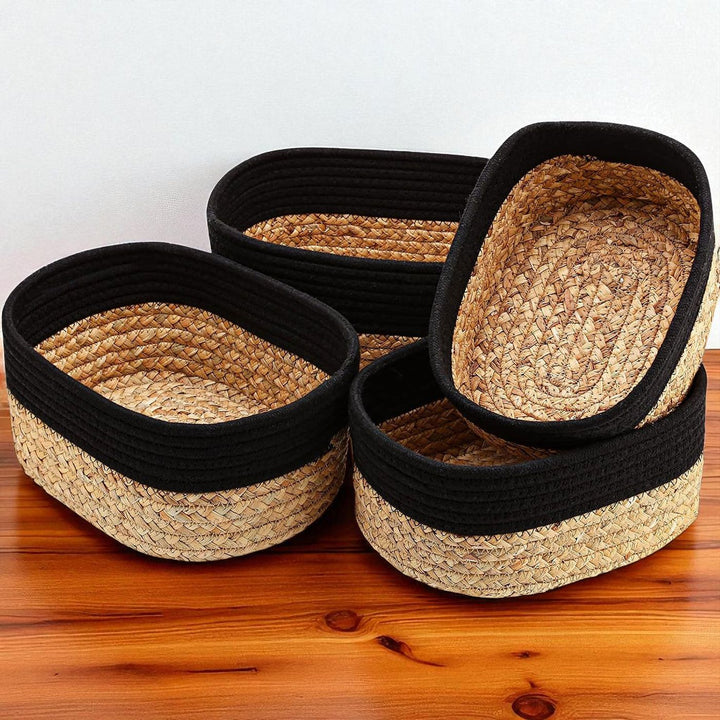 Handmade Coil Basketry Cotton Rope Storage Baskets | Set Of 4