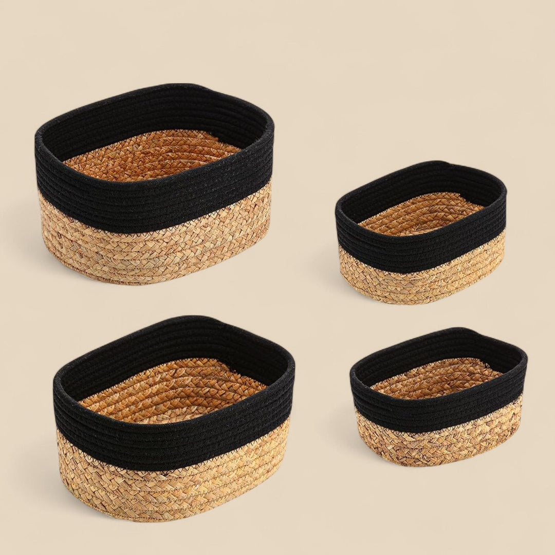 Handmade Coil Basketry Cotton Rope Storage Baskets | Set Of 4