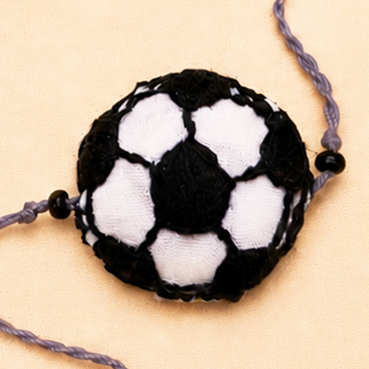 Hand Embroidered Football Rakhi With Keychain For Brother