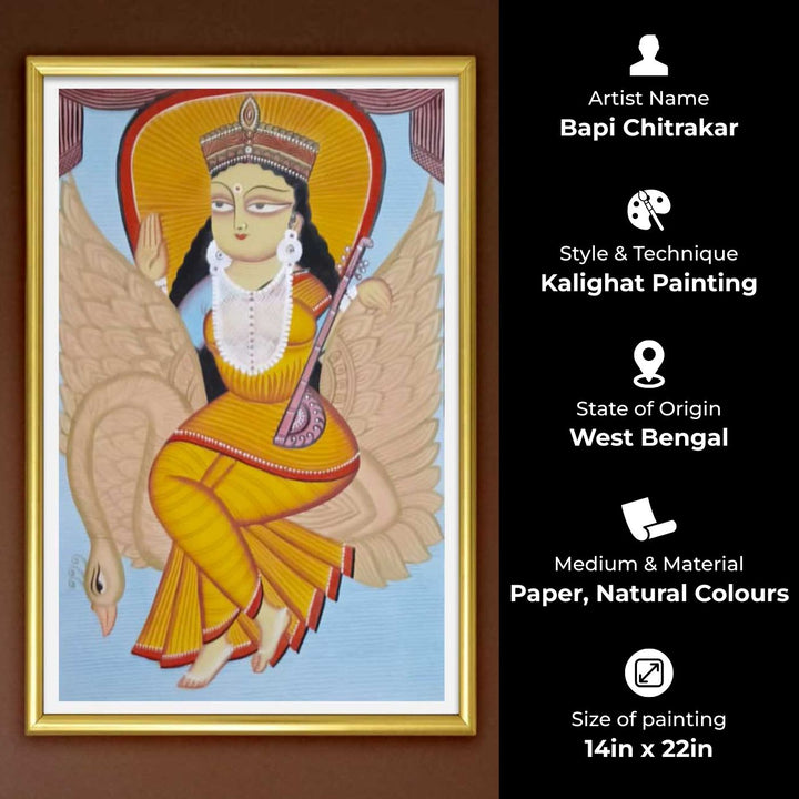 14 x 22 Inch | Wings of Wisdom | Original Hand Painted Kalighat Painting | Natural Colors On Paper