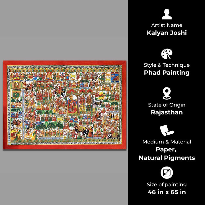 46 X 65 Inch | Story of Pabuji Paper Phad Painting
