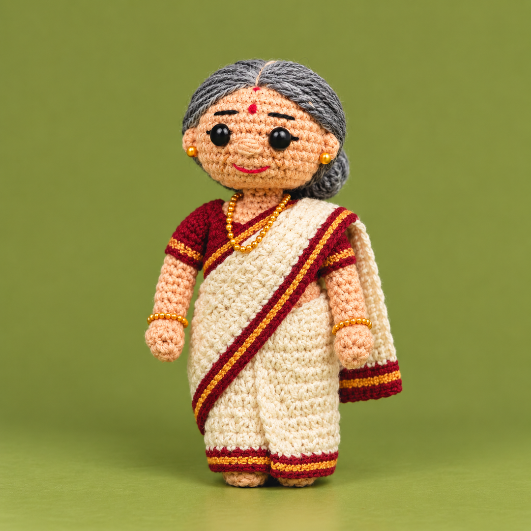 "Old Couple" Themed Crochet Doll For Golu/Festive Decor | Set Of 2