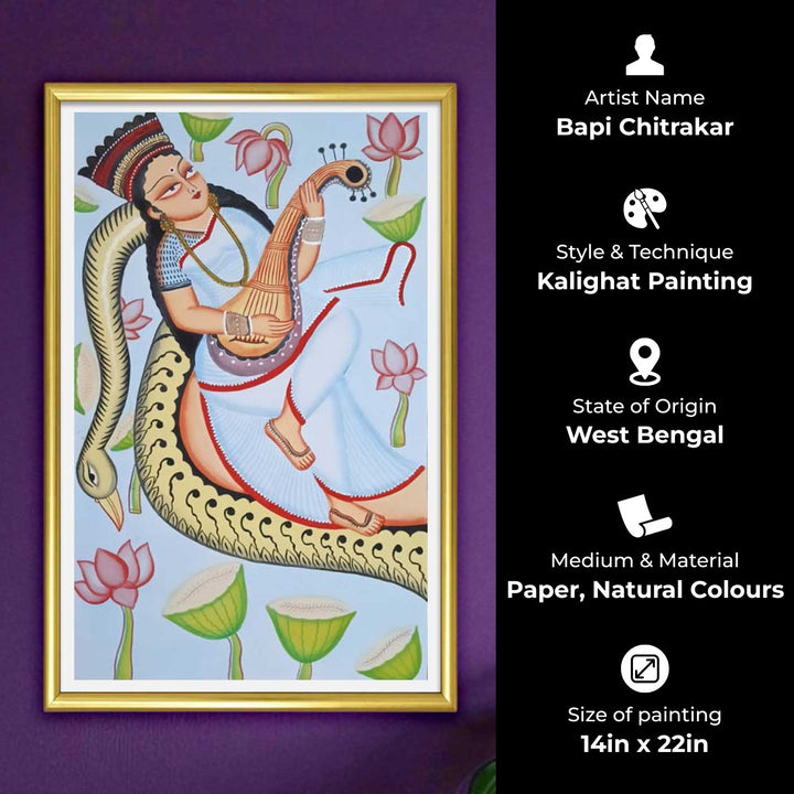 14 x 22 Inch | Melody in Bloom | Original Hand Painted Kalighat Painting | Natural Colors On Paper