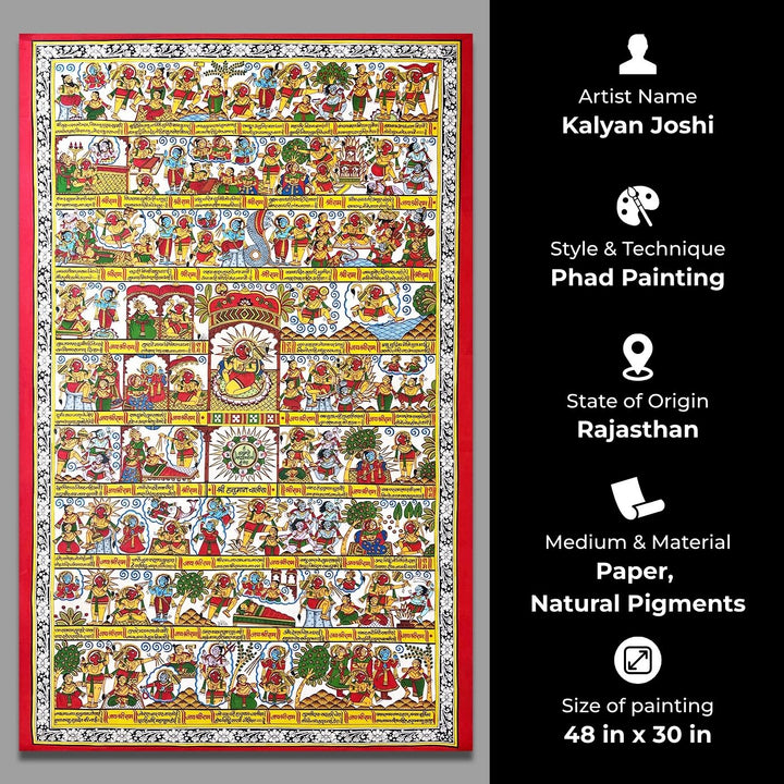 48 X 30 Inch | Shree Hanuman Chalisa Paper Phad Painting