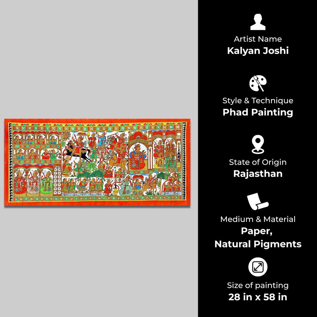 28 X 58 Inch | Story of Pabuji Paper Phad Painting