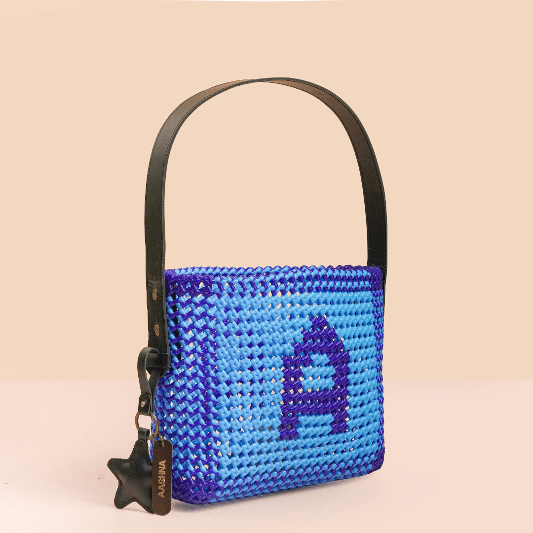 Blue Personalized Monogram Handmade Wire Koodai Handbag