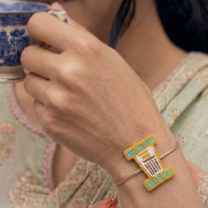 Handmade "Ek Dum Kadak" Tea Felt Rakhi For Brother