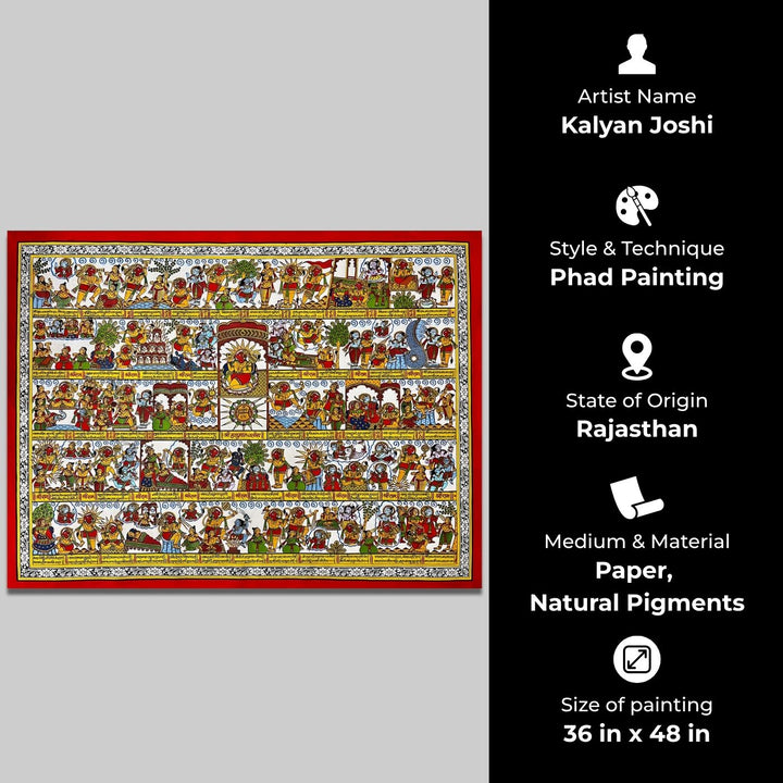 36 X 48 Inch | Shree Hanuman Chalisa Paper Phad Painting