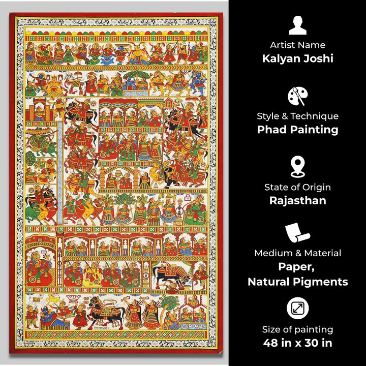 48 X 30 Inch | Story of Pabuji Paper Phad Painting