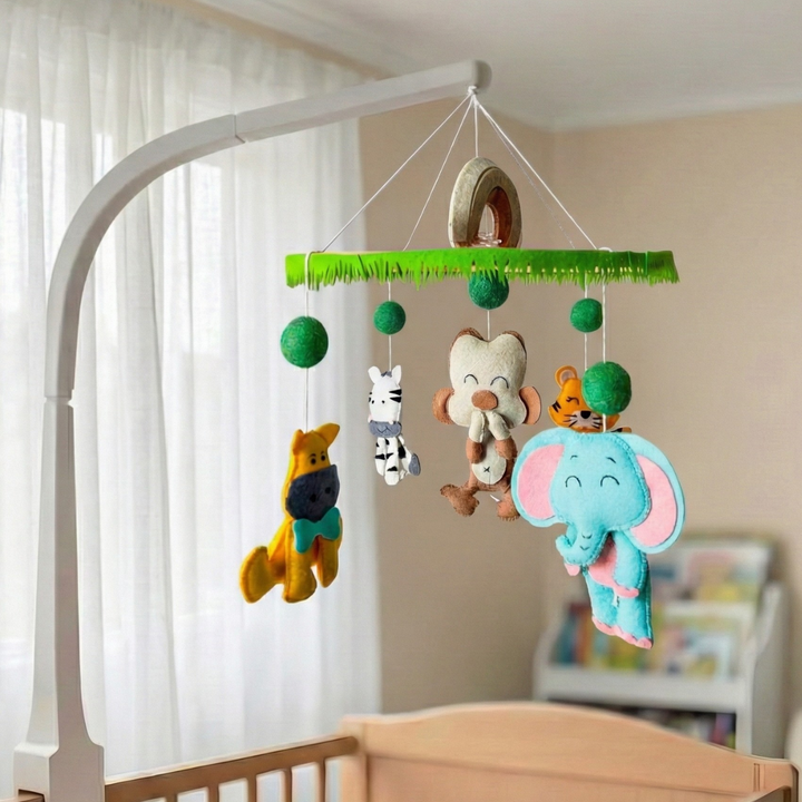Handmade Zoo Crew Felt Cot Mobile For Newborns