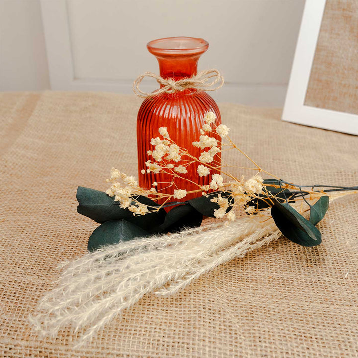 Amber Haven Porcelain Vase With Dried Flower Bunch