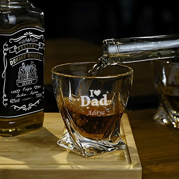 Personalized  Engraved I Love Dad Theme Whiskey Glass | 310 ml