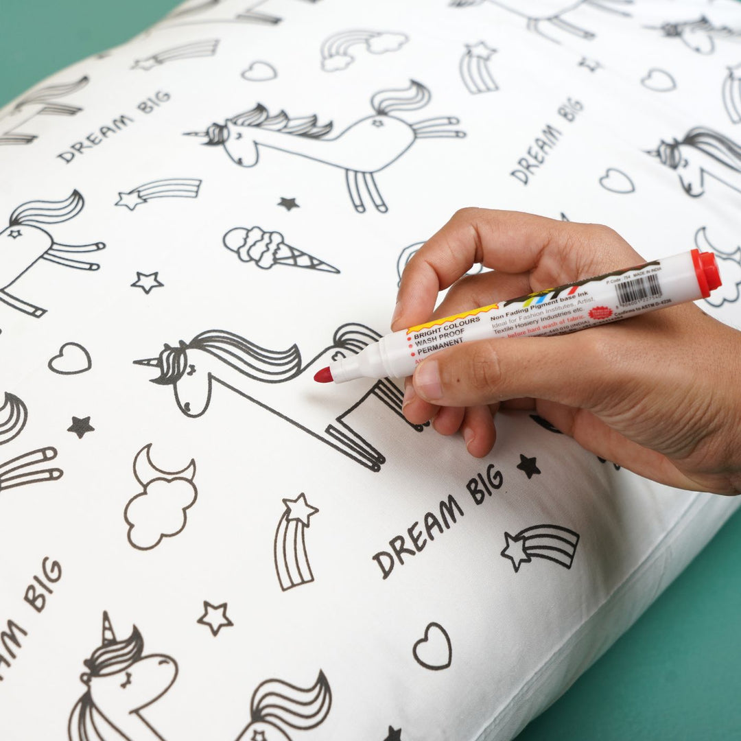 Color Your Own Doodle Art Pillow Case & Fabric Markers For Kids