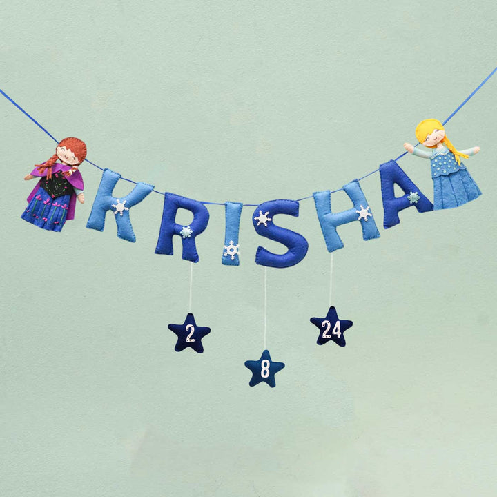 Personalized Handmade Frozen Theme Felt Bunting - Hanging with Name and Date Display