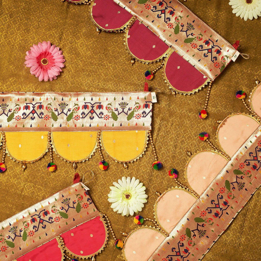36 Inch | Paithani Handmade Beaded Decorative Silk Toran