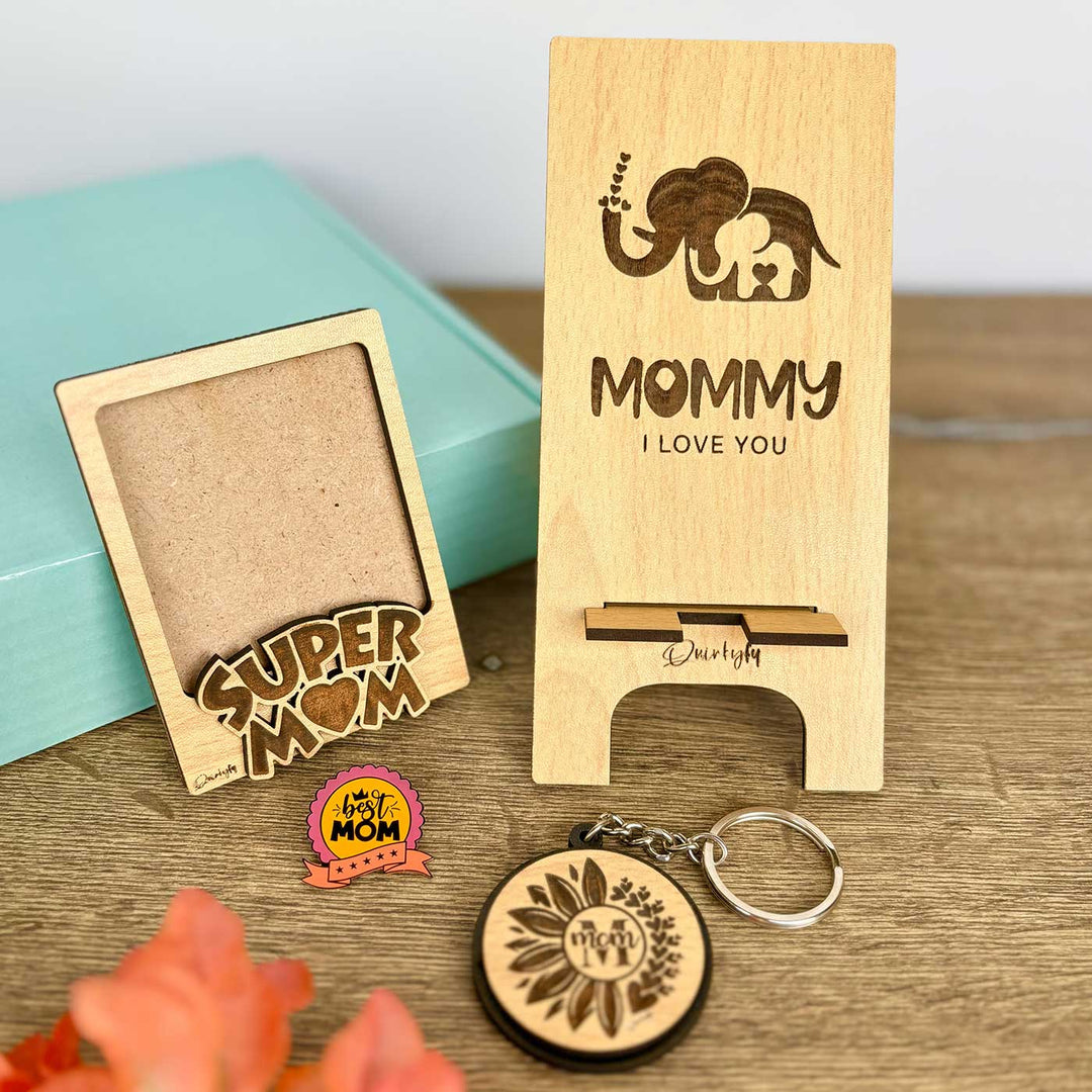 Photo Personalized "Super Mom" Hamper For Mothers | Set of 4
