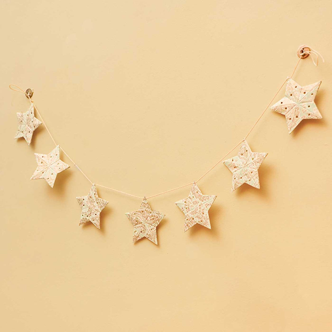 Handmade Paper Anokhi Sea Foam Star Bunting