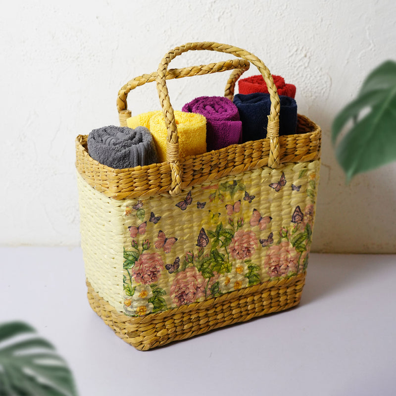 Handcrafted Kauna Grass Printed Grocery Bag