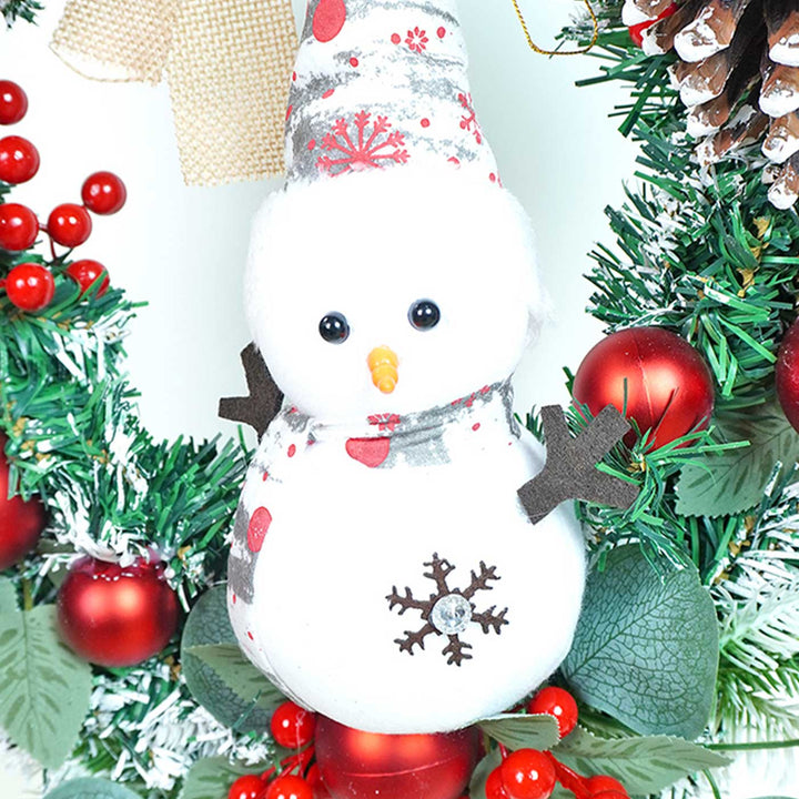 Frosty Bow Snowman Wreath For Christmas Wall Decoration