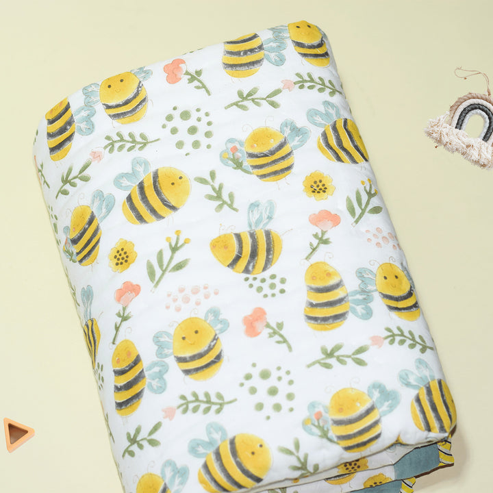 Hand Block Printed Sunny Bee Quilt/Comforter