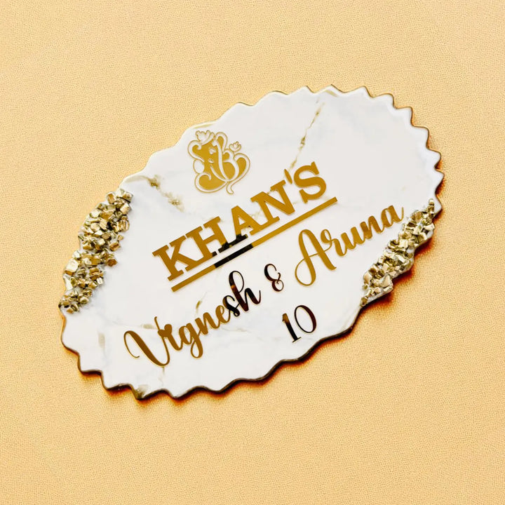 Personalized White Oval Resin Name Plate