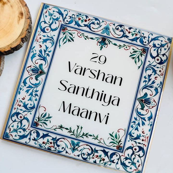 Personalized Blue & White Vintage Resin Name Plate