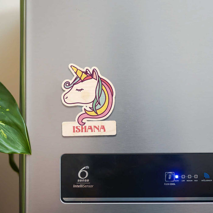 Personalized Printed Unicorn Theme Wooden Fridge Magnet
