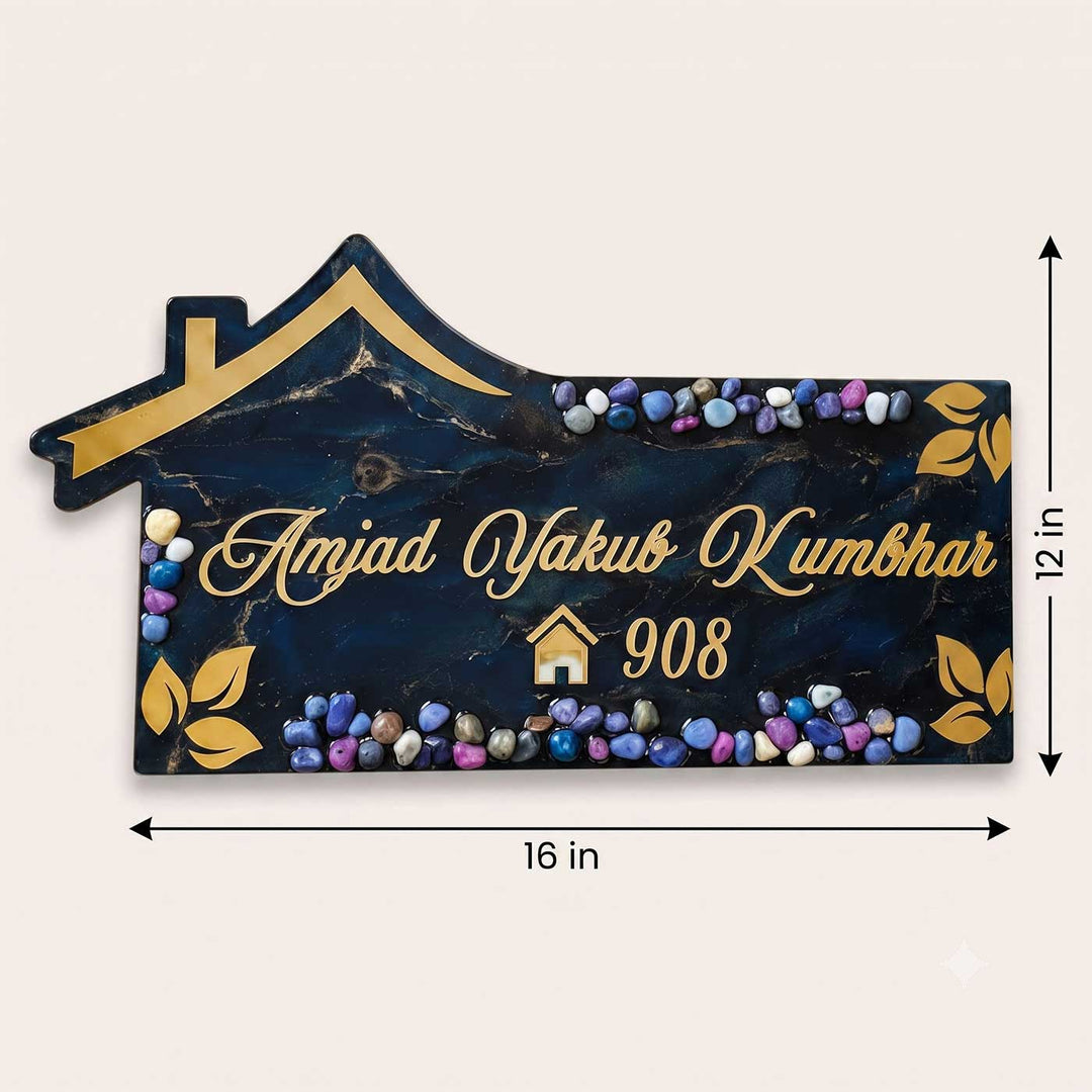 Personalized Handcrafted House Theme Resin MDF Name Plate For Home