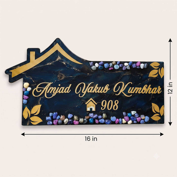 Personalized Handcrafted House Theme Resin MDF Name Plate For Home
