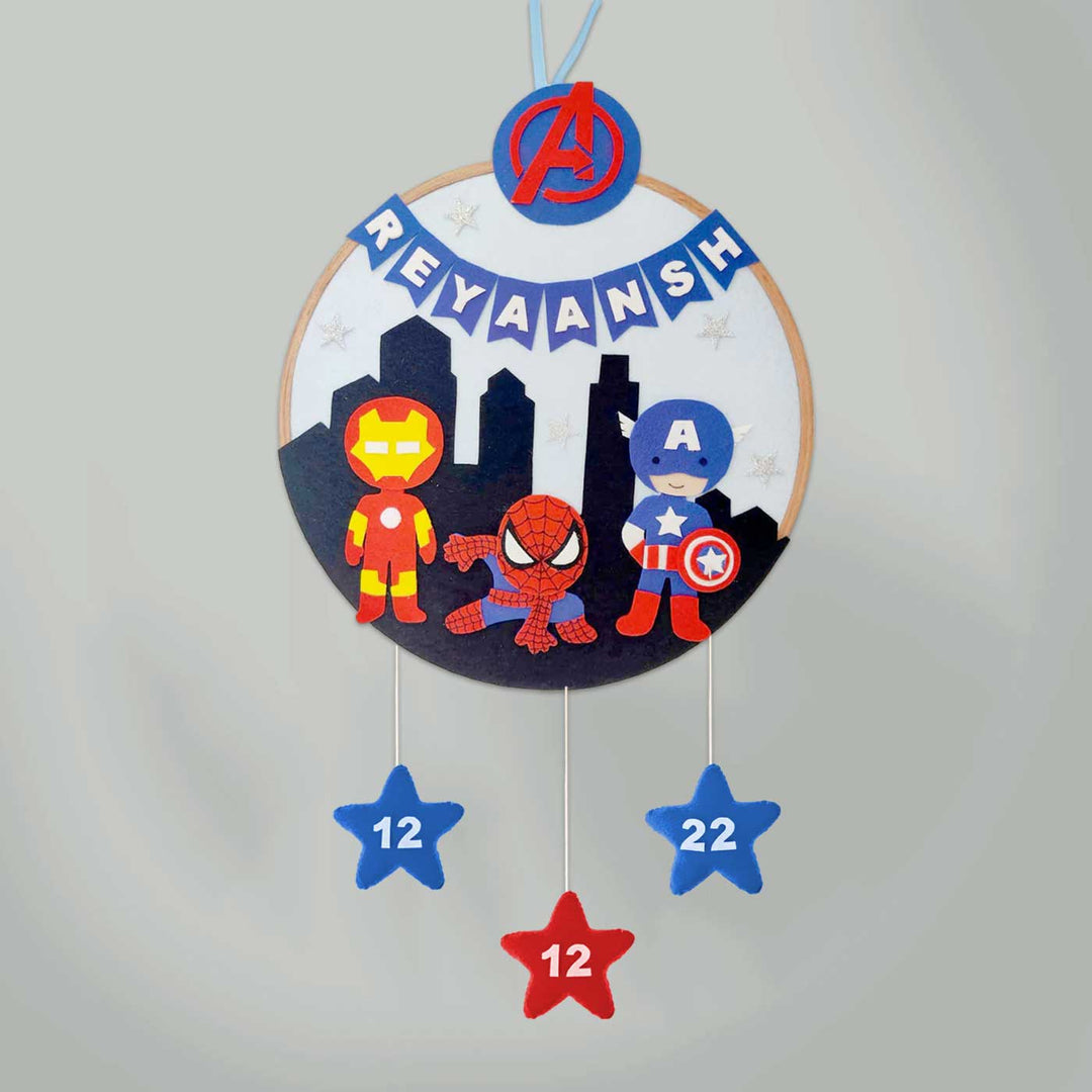Handcrafted Personalized Superhero Hoop Nameplate