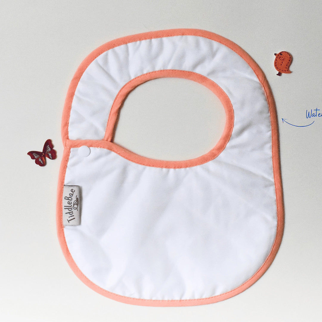 Block Printed Peach Harvest Bib