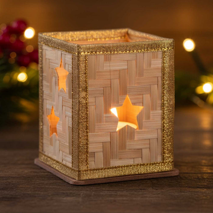 Handmade Bamboo Merry Tree Tea Light Holder