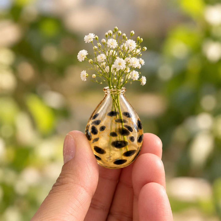 Handmade Leopard Spot Small Glass Art Vase For Home Decor