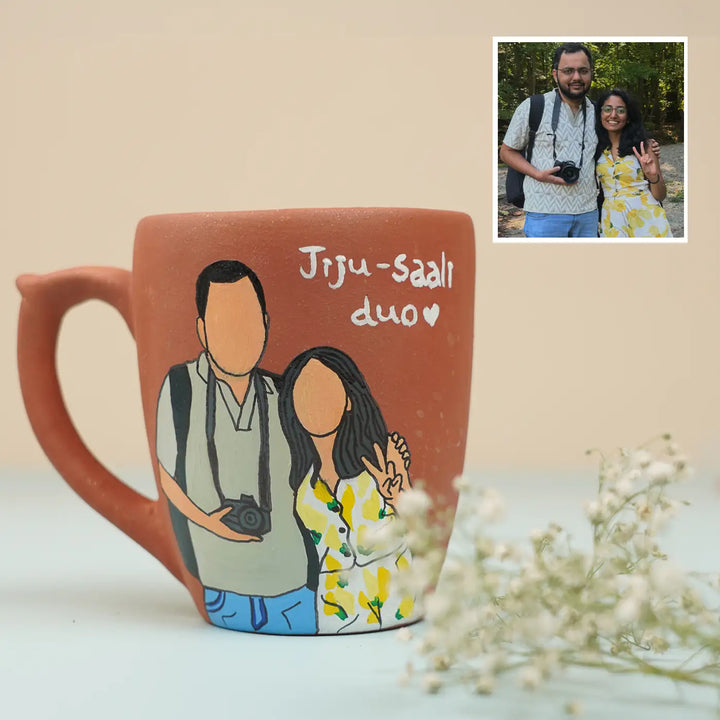 Photo Personalized Hand-Painted Jiju & Saali Terracotta Mug