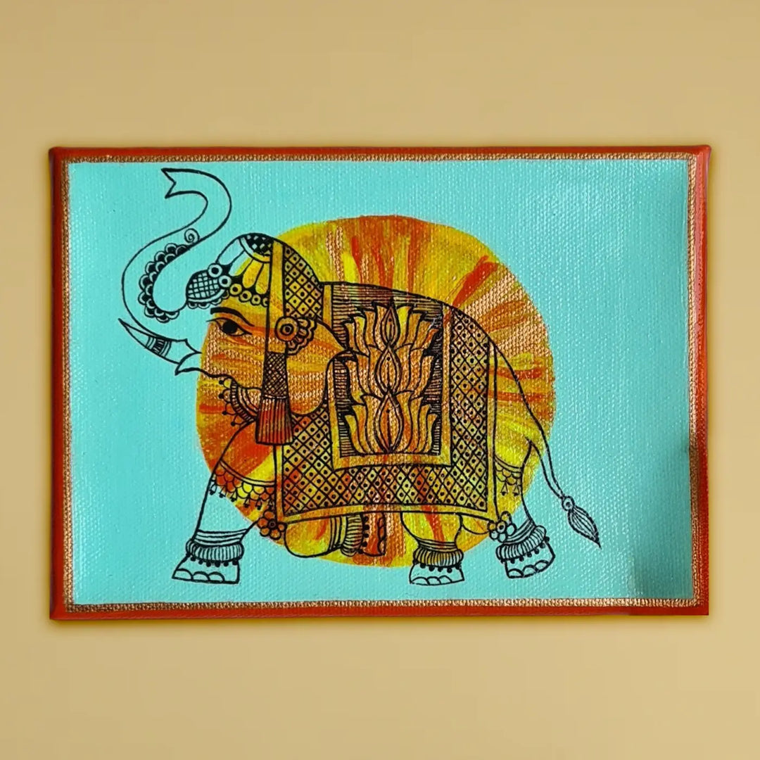 7 x 5 Inch | Rythms of Nature | Original Hand Painted Madhubani Painting On Canvas