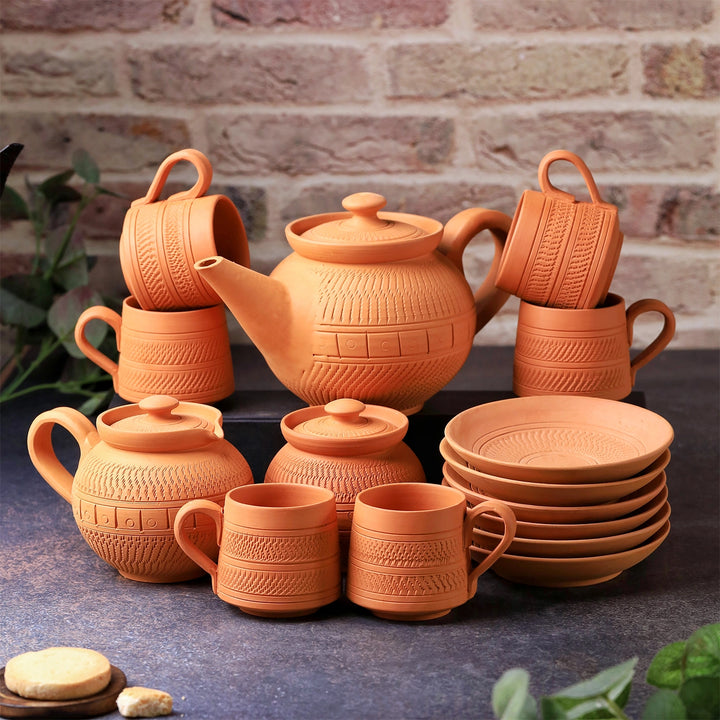 Handmade Nawabi Terracotta Tea Set | Set Of 15