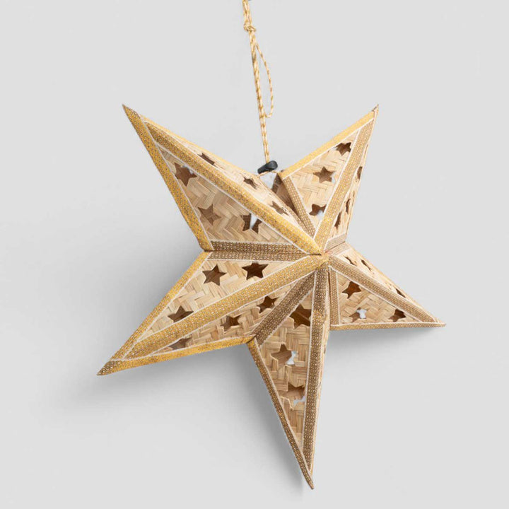 Foldable Handmade Bamboo Joy Natural Christmas Star